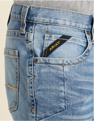 Vista 3 de Ariat Rebar M4 Relaxed DuraStretch - Jeans básicos de corte de bota para hombre, Carbine