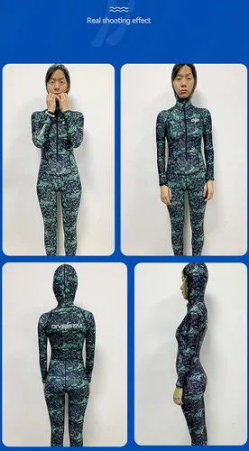 Vista 5 de Traje de baño de licra de cuerpo completo para hombres y mujeres, traje de baño de manga larga, protección UV, surf, natación, buceo, esnórquel