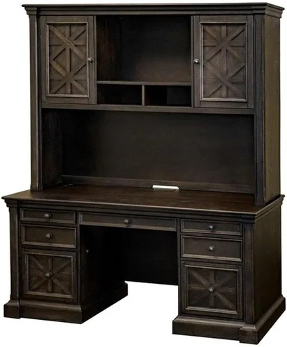 Vista 3 de Martin Furniture 66" W Madera Hutch con Puertas Almacenamiento de Oficina en Marrón Oscuro