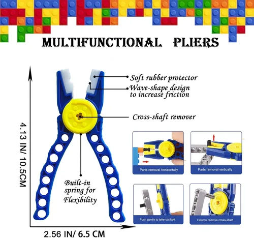 Vista 4 de Kit de herramientas de bloques de construcción, separador de ladrillos, juego de herramientas de mini bloques, martillo multifuncional, alicates