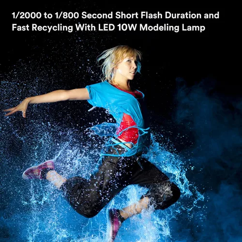 Vista 4 de Godox MS200V MS200-V - Luz estroboscópica de estudio, 200W 110V 2.4G Flash de fotografía compacta, lámpara de modelado LED de 10W, monolight