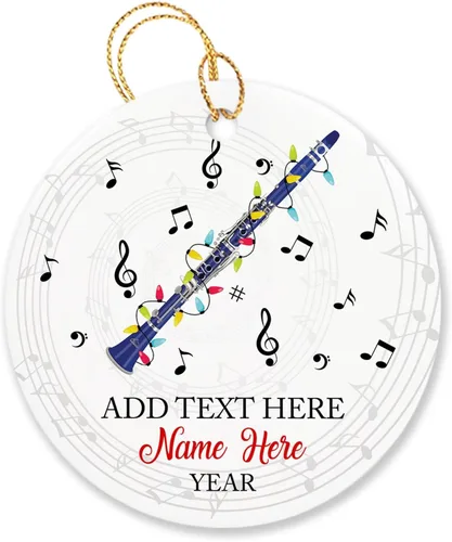 Vista 7 de Adorno de Navidad personalizado de acordeonista que toca acordeón, nombre personalizado y año, adorno de Navidad para acordeonista, instrumento
