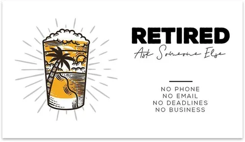 Vista 14 de Andaz Press Divertidas tarjetas de visita de jubilación, tarjetas de visita jubiladas para hombres, mujeres, jefe, despedida, compañeros de trabajo