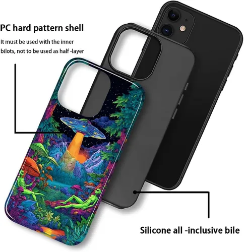 Vista 3 de Funda para iPhone 11 Funda, Diseño de Plantas de Nave Espacial Alienígena - Protección Dual Híbrida Silicona + PC Duro Resistente a Golpes Cubierta