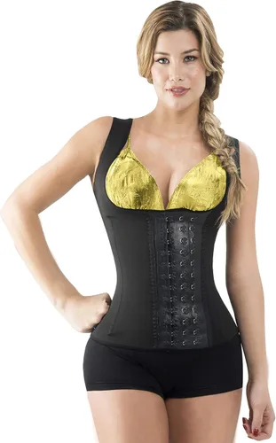 Vista 2 de Neo Latex Cintura Cincher Entrenador Sauna Deportes Chaleco Sudor 3 Ganchos Fajas Colombianas Reductoras Chaleco 208B3