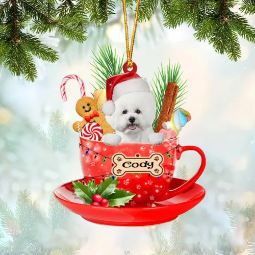 Vista 41 de NAZENTI Adorno personalizado de Alaskan Malamute en taza roja, adorno de Navidad personalizado para perros amantes de las mascotas, colgante