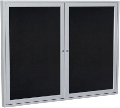 Vista 8 de Ghent Tablero de anuncios cerrado de goma reciclada de 3 puertas de 36 x 72 pulgadas, interiores, resiste roturas, con cerradura, marco de aluminio