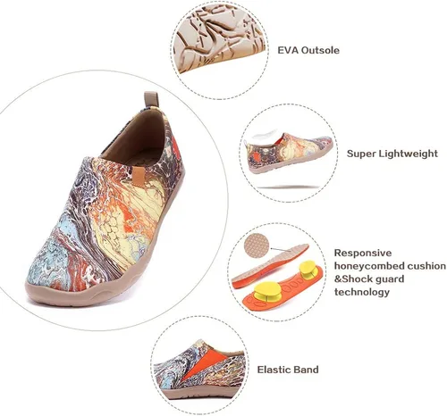 Vista 3 de UIN Mocasines pintados para hombre, zapatos de viaje sin cordones, zapatos de lona para caminar, casuales, ligeros, cómodos, a la moda, Toledo