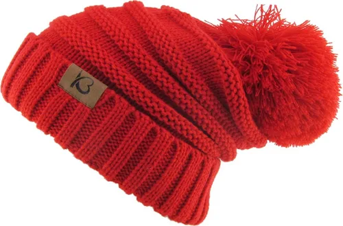 Vista 2 de KBETHOS Gorro de punto trenzado grueso de gran tamaño para mujer con pompón acanalado elástico