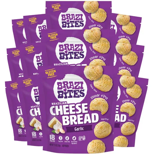 Vista 6 de Brazi Bites Pan de queso brasileño sin gluten: queso cheddar y parmesano Snacks de pan congelados vegetarianos Sin soja Sin ingredientes