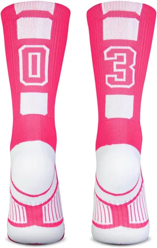 Vista 44 de ChalkTalkSPORTS Calcetines de equipo personalizados - Calcetines con números rosados Elige tu número