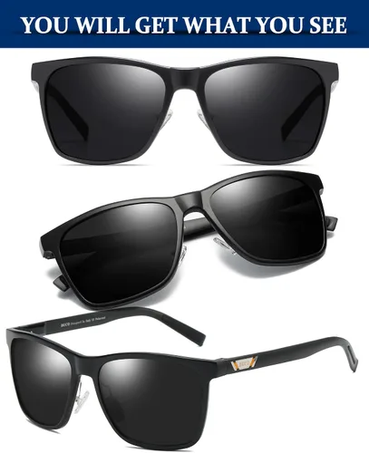 Vista 3 de DUCO Gafas de sol polarizadas para hombre, protección UV, marco rectangular retro, para conducir, pescar, 100% bloqueo UV 3029H