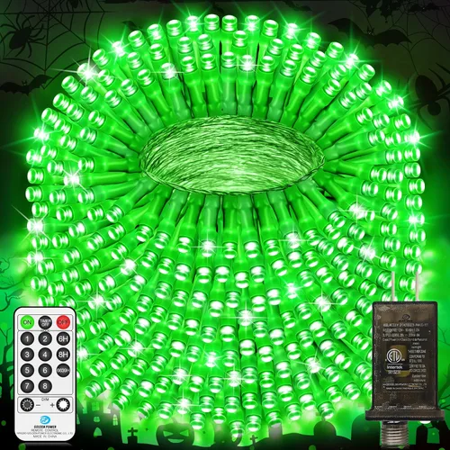 Vista 12 de Luces de Navidad de 200 pies con 500 luces LED para decoración al aire Rojo+Verde