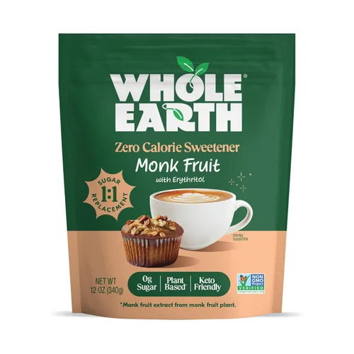 Vista 8 de Alternativa de azúcar a base de plantas Whole Earth, eritritol y fruta de monje, frasco de 9.8oz