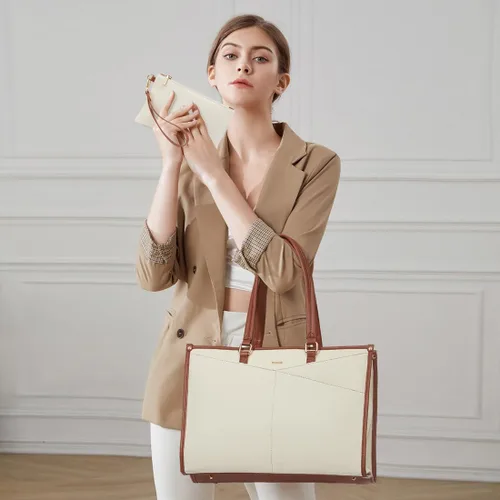 Vista 2 de LOVEVOOK Bolsa para laptop para mujer, bolsa de trabajo para laptop de 15.6 pulgadas, bolsa de trabajo Cancas, bolso casual para viajes, bolsas