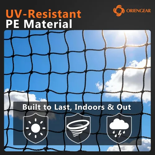 Vista 3 de ORIENGEAR Baseball Batting Cage Nets, ONLY NET, 70'L/55'L/35'L/20'L Baseball and Softball Cage Netting, 1.88" #45 Mesh, Professional Fully Enclosed
