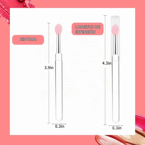Vista 8 de Aplicadores de máscara de labios reutilizables, juego de 6 brochas de silicona para labios y lápiz labial