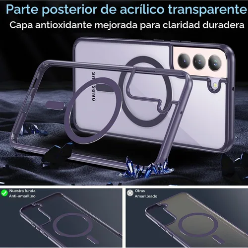 Vista 5 de OWKEY Funda magnética para Samsung Galaxy S22 Plus 5G, compatible con MagSafe, delgada, translúcida, a prueba de golpes, con antihuellas