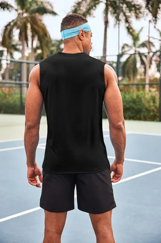 Vista 3 de COOFANDY Paquete de 3 camisetas sin mangas de entrenamiento para hombre, camisetas sin mangas para gimnasio, cuello en V, culturismo, camiseta