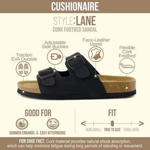Vista 4 de CUSHIONAIRE Lane - Sandalias con plantilla de corcho para mujer, muy cómodas