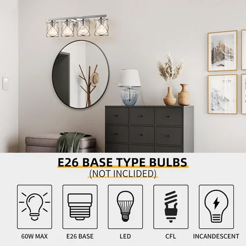 Vista 6 de mavcadonf Accesorios de Iluminación de Tocador de Baño Sobre Espejo, Lámpara de Pared Moderna de 4 Luces para Espejo, Cocina, Sala de Estar