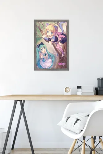 Vista 6 de Trends International Hatsune Miku - Póster de pared de Hatsune y Kagamine Versión enmarcada Barnwood