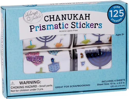 Vista 2 de Juego de regalo de calcomanías de Hanukkah, más de 600 calcomanías, calcomanías prismáticas de Janucá, libro de calcomanías de Janucá y formas