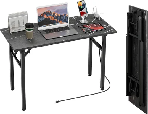Vista 18 de TEMI Mesa de Computadora Pequeña Mesa Plegable - Escritorio de Oficina Plegable de 35.8", Sin Ensamblaje, Perfecto para Espacios Pequeños