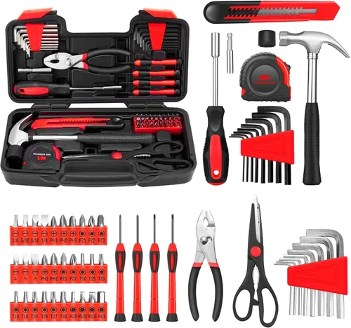 Vista 14 de Kit de herramientas para el hogar de 39 piezas, juego de herramientas manuales domésticas generales, caja de herramientas pequeña con estuche
