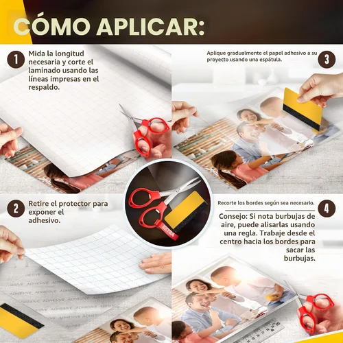 Vista 7 de Papel adhesivo transparente de 13.5 x 5 pies/rollo, multiusos, paquete de 2 rollos autoadhesivos