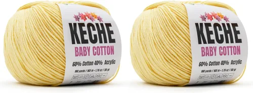 Vista 121 de Keche Hilo de Algodón, 60% Algodón 40% Hilo Acrílico, Hilo de Algodón Suave para Crochet y Tejer, Hilo Amigurumi 1 Madeja/Bola 1.76 Oz (50g) / 180