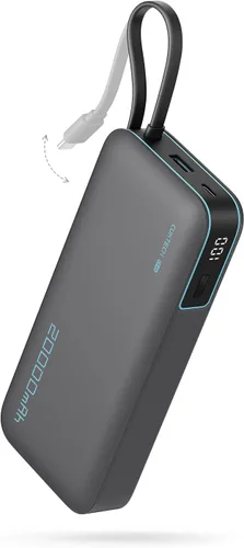 Vista 12 de CUKTECH Banco de energía de 20,000 mAh con cable USB-C integrado, cargador portátil de carga rápida PD de 40 W, batería de 3 puertos para iPhone