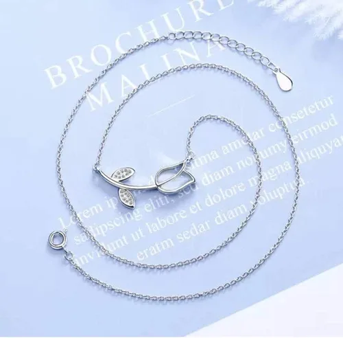 Vista 5 de Tafeily - Collar de tulipán con flores y flores, chapado en plata