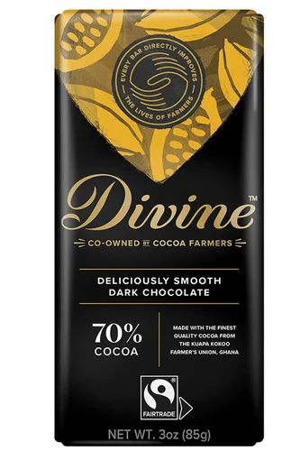 Vista 8 de Divine Barras de chocolate – 85% chocolate negro – Hechas con cacao de comercio justo, ingredientes naturales, sin sabores artificiales 3oz.