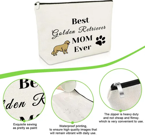 Vista 6 de Golden Retriever - Regalo para amantes de los perros, regalo para mamá Golden Retriever, bolsa de maquillaje para perro, regalo para mamá, regalo