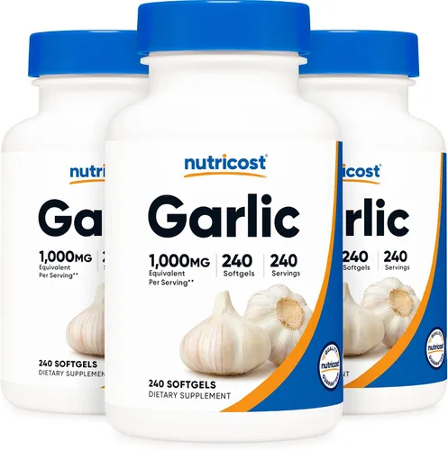 Vista 5 de Nutricost Ajo 1000 mg, 240 cápsulas blandas - Suplemento de ajo de alta potencia, sin gluten