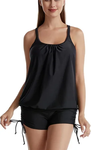 Vista 8 de Trajes de baño Tankini dos piezas, chaleco de natación tirantes, tops pantalones cortos para niño, traje de baño delgado