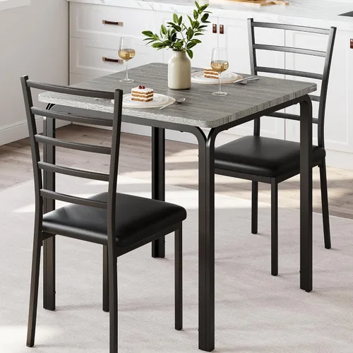 Vista 7 de IDEALHOUSE Juego de sillas de mesa de comedor de 5 piezas para espacios pequeños, juego de comedor moderno de interior para 4, juego de mesa Marrón