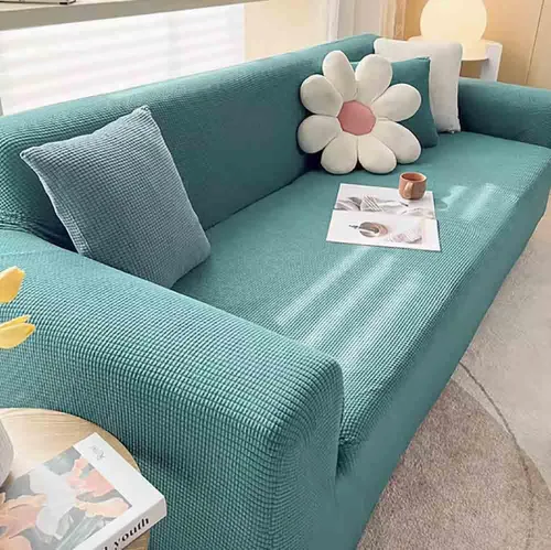 Vista 8 de Funda elástica para sofá de 1 pieza, protector de muebles, suave con parte inferior elástica para niños, tela jacquard de poliéster, elastano