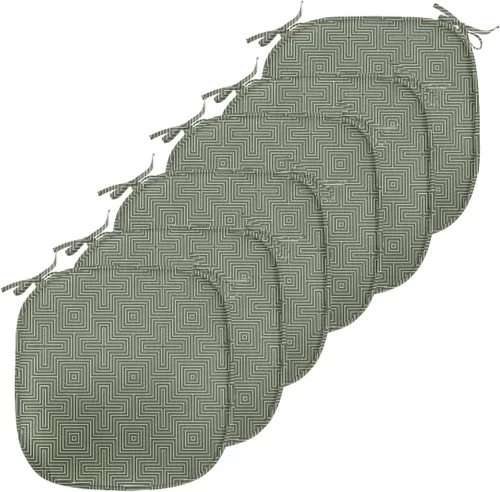 Vista 72 de Lunarable Cojín de asiento para silla de café, siluetas de taza de café expreso con frijoles fuente de cafeína, ilustración de bebidas gourmet