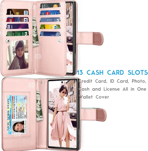 Vista 2 de Tekcoo - Funda para Galaxy Note 10, funda tipo cartera para Galaxy Note 10, funda rígida magnética desmontable; ranuras para tarjetas de crédito