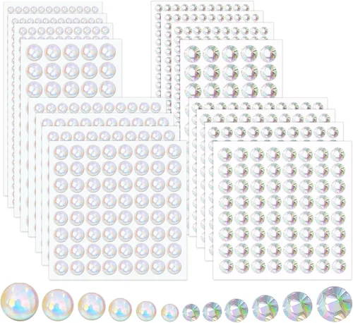 Vista 9 de 2800 piezas de 25 hojas autoadhesivas de joyas de diamantes de imitación, calcomanías de diamantes de imitación, gemas de diamantes de imitación