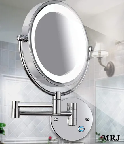 Vista 3 de Bathroom Shaving Mirror Wall Mounted 8.5 inch Makeup Mirror with Led Lights True Image and X5 Magnified Vanity Mirror 360° Free Rotation Extendable