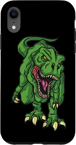 Vista 24 de iPhone 16 Green Dinosaur Illustration For Kids Cartoon Dino Case
