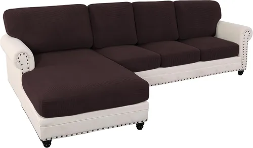 Vista 27 de Fundas elásticas para cojines de sofá seccional para sofá seccional izquierdo y derecho en forma de L, juego de 6 piezas para sofás seccionales