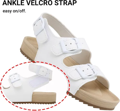 Vista 3 de Sandalias ajustables de doble hebilla para niñas y niños, zapatos de verano ligeros con velcro para niños pequeños y grandes