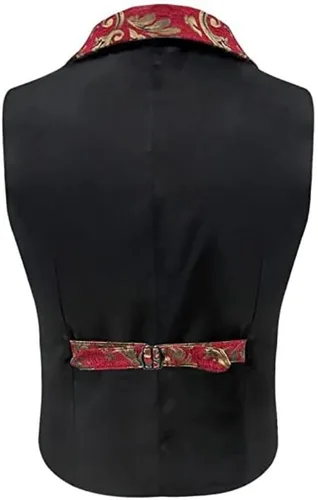 Vista 6 de Premium Mens Victorian Waistcoat Steampunk Jacquard Brocade Suit Vest Renaissance Gothic Outerwear