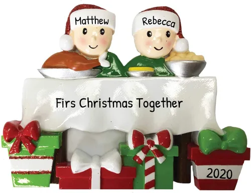 Vista 5 de Adorno de Navidad familiar personalizado – Adornos personalizados de familia de 6, adorno de Navidad personalizado para mesa de comedor familiar
