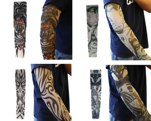 Vista 2 de Paquete de 20 piezas de mangas de tatuaje temporales falsas de Monster Art Body Art Accesorios - Designs Tribal, Dragon, Skull, etc.