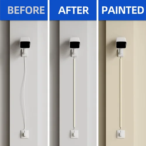 Vista 5 de Delamu – Funda para cable beige, cubiertas de cable para 1 cable en la pared, cubiertas de cable de tamaño mini para cables en la pared, cubierta